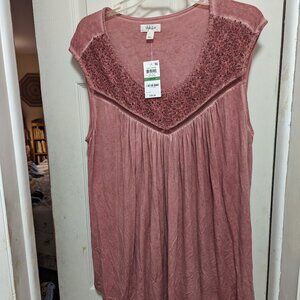 Style & Co Lace-Trim Sleeveless Swing Top NWT Size L